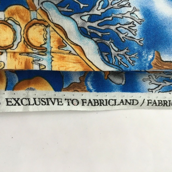 Christmas Fabric Moose Camping Log Cabin 100% Cotton Winter Colourful Fabricland - Picture 9 of 10